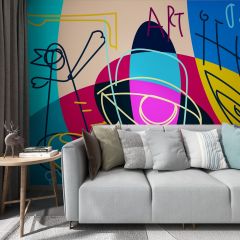 Abstract Lines Eyes Fabric Wallcovering Seamless Wallpaper Wall Decoration WCV-0208