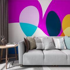 Colorful Circles Fabric Wallcovering Seamless Wallpaper Wall Decoration WCV-0210