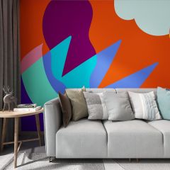 Colorful Graphic Lines Fabric Wallcovering Seamless Wallpaper Wall Decoration WCV-0213