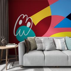 Geometry Cat Fabric Wallcovering Seamless Wallpaper Wall Decoration WCV-0215