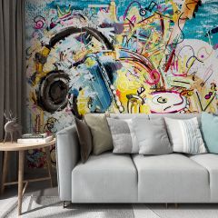 Colorful Musical Instrument Fabric Wallcovering Seamless Wallpaper Wall Decoration WCV-0222