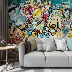 Colorful Guitar Musical Note Fabric Wallcovering Seamless Wallpaper Wall Decoration WCV-0224