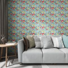 Vintage Colorful Flowers Fabric Wallcovering Seamless Wallpaper Wall Decoration WCV-0229