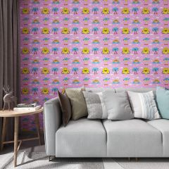 Happy Cartoon Sun Fabric Wallcovering Seamless Wallpaper Wall Decoration WCV-0236