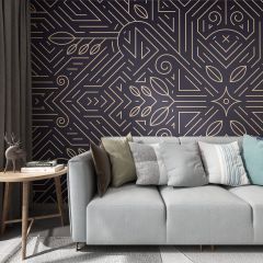 Gatsby Style Leaf Lines Fabric Wallcovering Seamless Wallpaper Wall Decoration WCV-0241