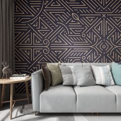 Gatsby Style Leaves Lines Fabric Wallcovering Seamless Wallpaper Wall Decoration WCV-0243