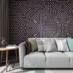 Gatsby Style Geometry Lines Fabric Wallcovering Seamless Wallpaper Wall Decoration WCV-0244