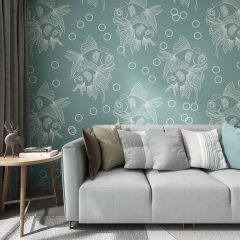Sketching Fish Fabric Wallcovering Seamless Wallpaper Wall Decoration WCV-0248