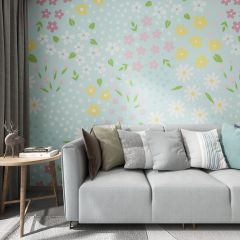 Flower Leaves Fabric Wallcovering Seamless Wallpaper Wall Decoration WCV-0249