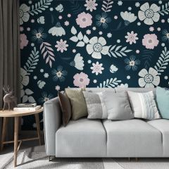 Blooming Flowers Fabric Wallcovering Seamless Wallpaper Wall Decoration WCV-0251