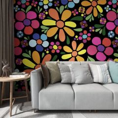 Colorful Flowers Fabric Wallcovering Seamless Wallpaper Wall Decoration WCV-0252