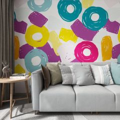 Colorful Geometric Shapes Fabric Wallcovering Seamless Wallpaper Wall Decoration WCV-0270