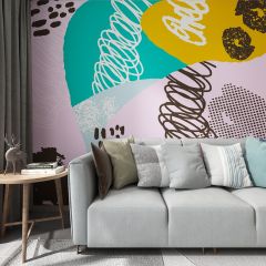 Colorful Geometric Shapes Fabric Wallcovering Seamless Wallpaper Wall Decoration WCV-0275