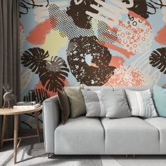 Colorful Graffiti Decorations Fabric Wallcovering Seamless Wallpaper Wall Decoration WCV-0277