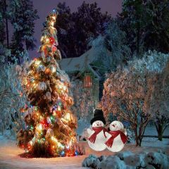Two Cute Snowman Photography Scenery Backdrop Christmas Theme Banner YMY-040
