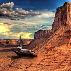 Broken Aircraft Photography Scenery Backdrop Desert Landscape Theme Banner YMY-044