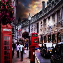 Crowded Street Photography Scenery Backdrop Streetscape Theme Banner YMY-046