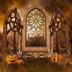 Evil Pumpkins Photography Scenery Backdrop Halloween Theme Banner YMY-100