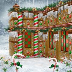 Cute Candy House Photography Scenery Backdrop Christmas Theme Banner YMY-123