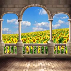 Beautiful Sunflower Photography Scenery Backdrop Arches or Pillars Theme Banner YMY-127
