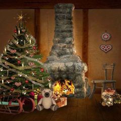Small Fireplace Photography Scenery Backdrop Christmas Theme Banner YMY-152