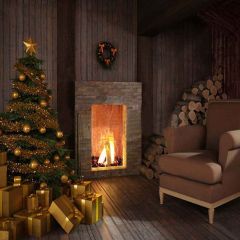 Small Fireplace Photography Scenery Backdrop Christmas Theme Banner YMY-154