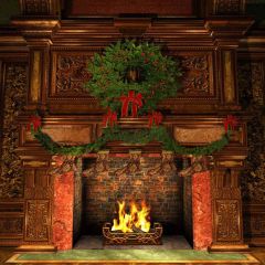 Symmetrical Fireplace Photography Scenery Backdrop Christmas Theme Banner YMY-177