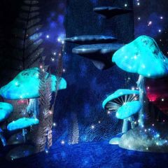 Shiny Mushroom Photography Scenery Backdrop Night Theme Banner YMY-184