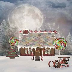 Lovely Candy House Photography Scenery Backdrop Christmas Theme Banner YMY-193