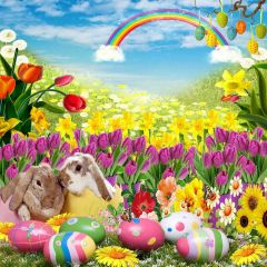 Lovely Rabbits Photography Scenery Backdrop Festival Celebration Theme Banner YMY-226