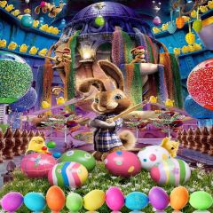 Funny Rabbit Photography Scenery Backdrop Festival Celebration Theme Banner YMY-228