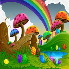 Mushroom Rainbow Photography Scenery Backdrop Cartoon Theme Banner YMY-238