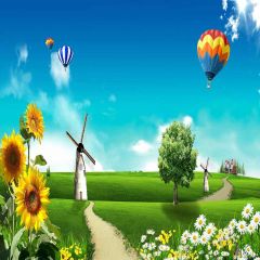 Cute Windmill Photography Scenery Backdrop Festival Celebration Theme Banner YMY-260