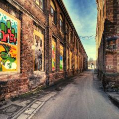 Ancient Alley Photography Scenery Backdrop Graffiti Theme Banner YMY-265
