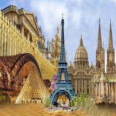 Famous Buildings Photography Scenery Backdrop Landmark Theme Banner YMY-267