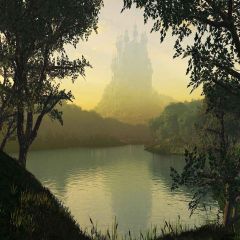 Peaceful Water Surface Photography Scenery Backdrop Nature Theme Banner YMY-364