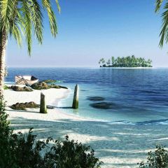 Tropical Beach Photography Scenery Backdrop Ocean Theme Banner YMY-365