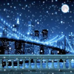 Romantic City Nightscape Photography Scenery Backdrop Night Theme Banner YMY-373