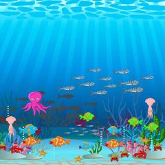 Fish Family Photography Scenery Backdrop Cartoon Theme Banner YMY-416