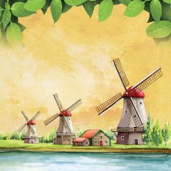Beautiful Windmills Photography Scenery Backdrop Housing Theme Banner YMY-420