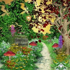 Mushroom Trail Photography Scenery Backdrop Fantasy Theme Banner YMY-422