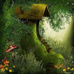 Cute Forest Cabin Photography Scenery Backdrop Nature Theme Banner YMY-426