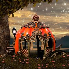Cute Pumpkin Car Photography Scenery Backdrop Fantasy Theme Banner YMY-451