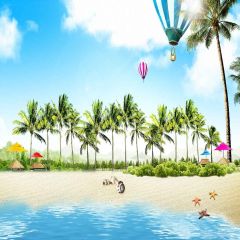 Seaside View Photography Scenery Backdrop Ocean Theme Banner YMY-458