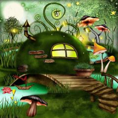 Magical Mushrooms Photography Scenery Backdrop Cartoon Theme Banner YMY-472