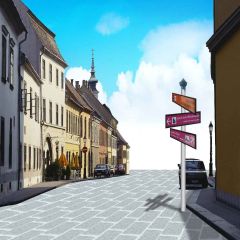 Road Signs Photography Scenery Backdrop Streetscape Theme Banner YMY-488