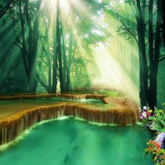 Flowing Water Photography Scenery Backdrop Nature Theme Banner YMY-493