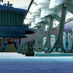 Gas Station Photography Scenery Backdrop Streetscape Theme Banner YMY-503