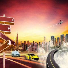 Urban Roads Photography Scenery Backdrop Streetscape Theme Banner YMY-505