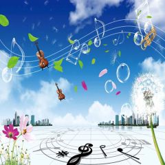 Dancing Notes Photography Scenery Backdrop Cartoon Theme Banner YMY-510